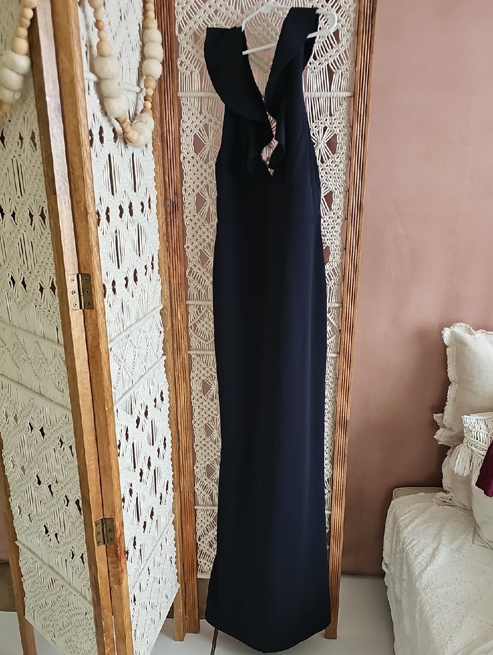 Lulu's Navy Ruffle-Trim Maxi Dress